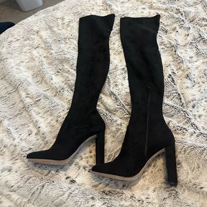 Aldo suede/velvet black thigh high boots